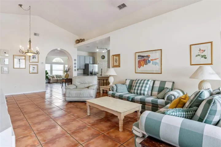 Family room with beautiful imported ceramic tile