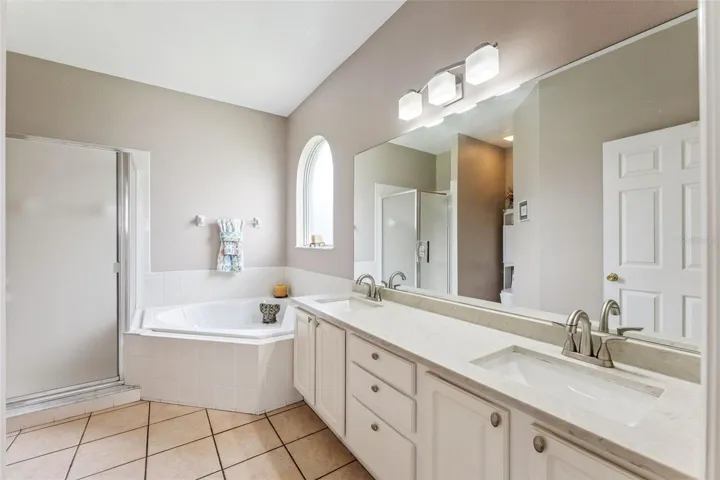 Primary bath with soaking tub and separate shower