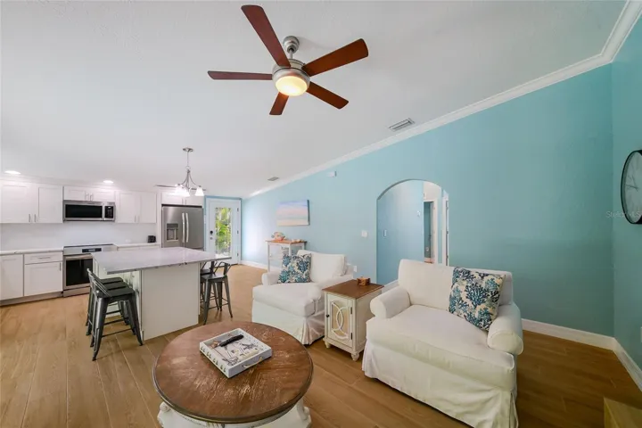 Living room is open to the kitchen