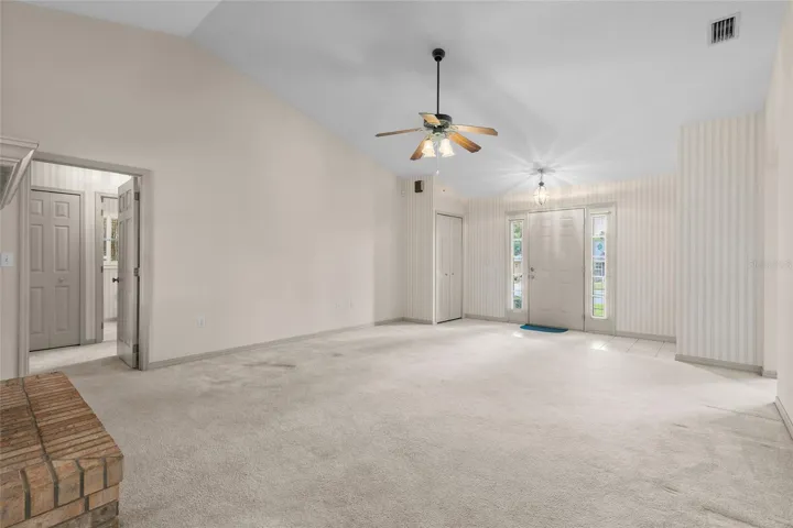 View of living room from kitchen entrance