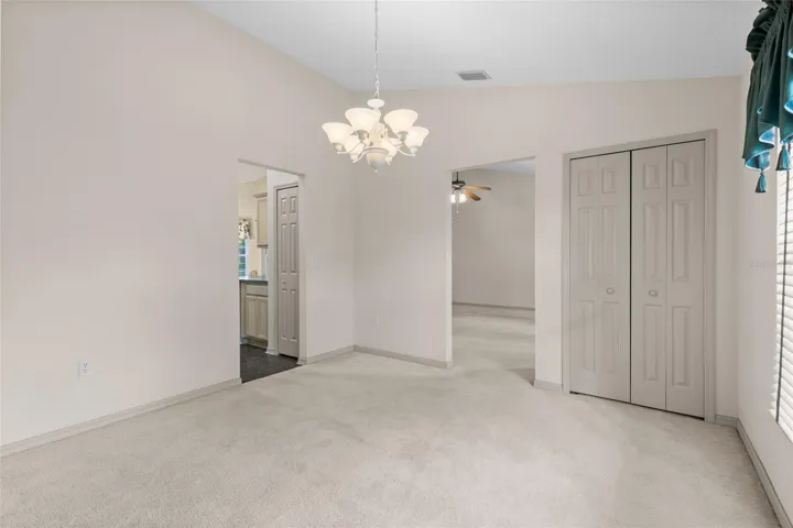 Dining room features a storage closet