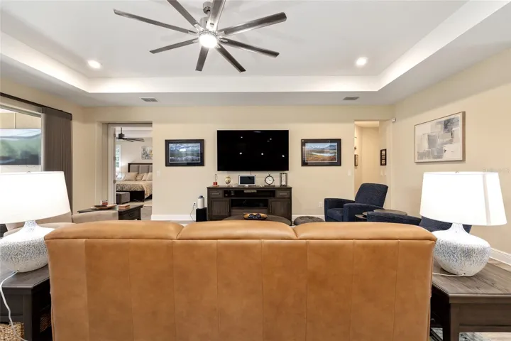 Spacious Living Area with Tray Ceiling