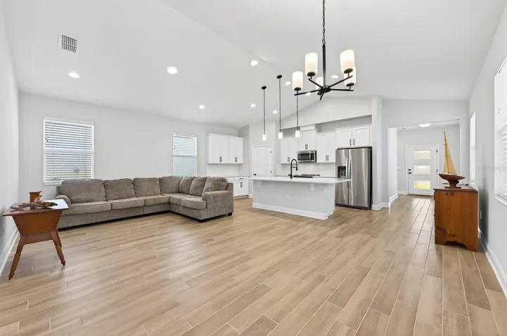 Open living and dining.