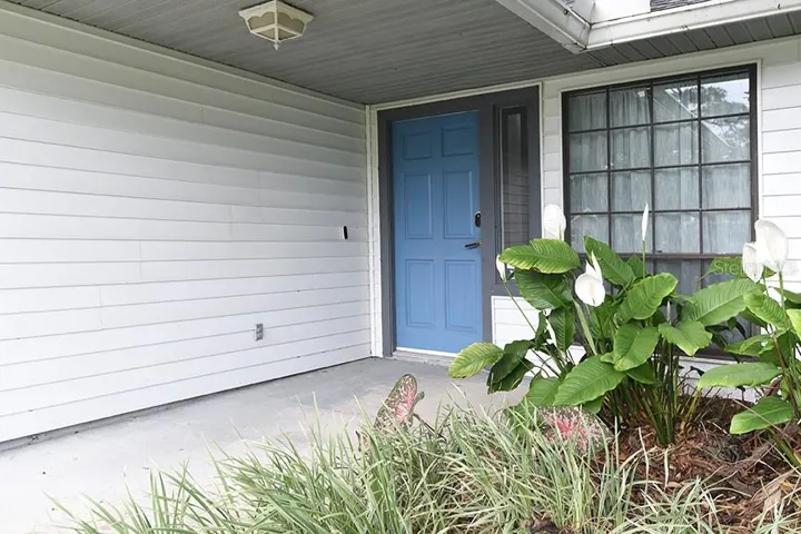 Front Door with covered walkway