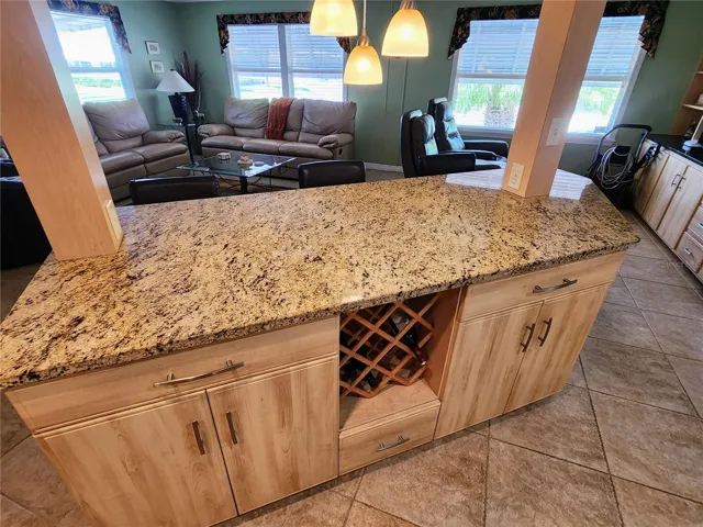 island with wine bottle rack