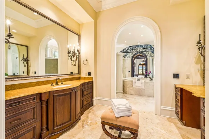 Primary Suite Bathroom with Separate Dual Sink Areas