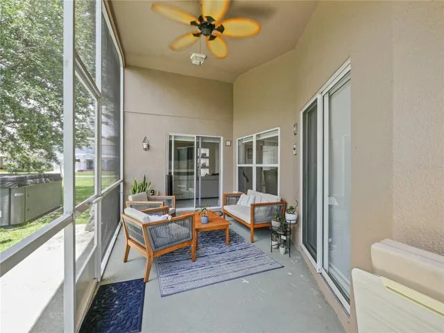 Screened-in back covered porch
