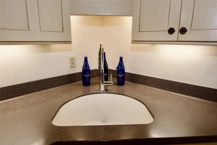 Kitchen with solid wood cabinets.