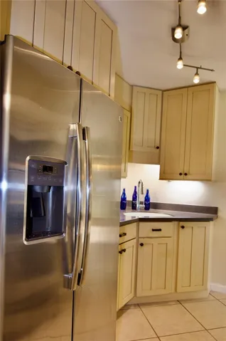 Kitchen with solid wood cabinets.