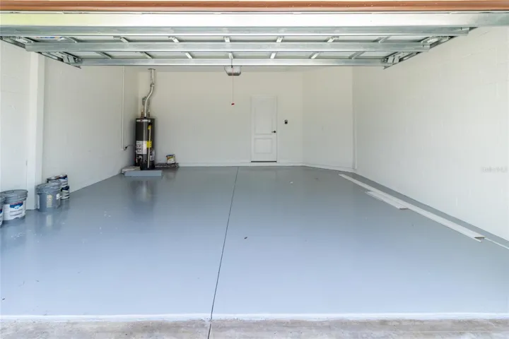 Double garage with overhead storage rack