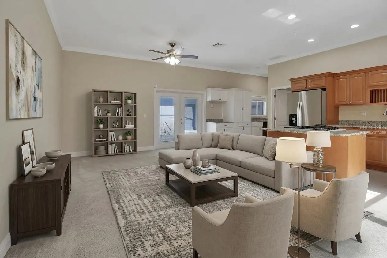 Virtually Staged - Multi-gen Suite Living Room & Kitchen