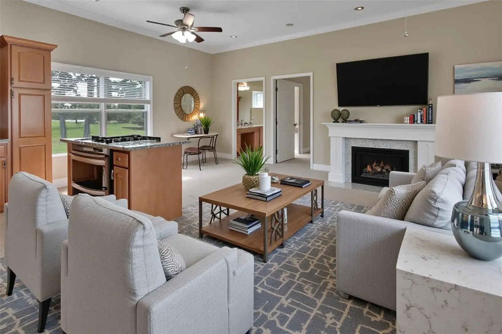 Virtually Staged - Multi-gen Suite Living Room & Kitchen