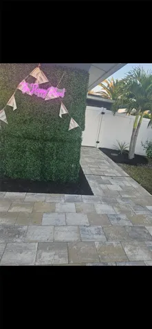 Pavered sidewalk.