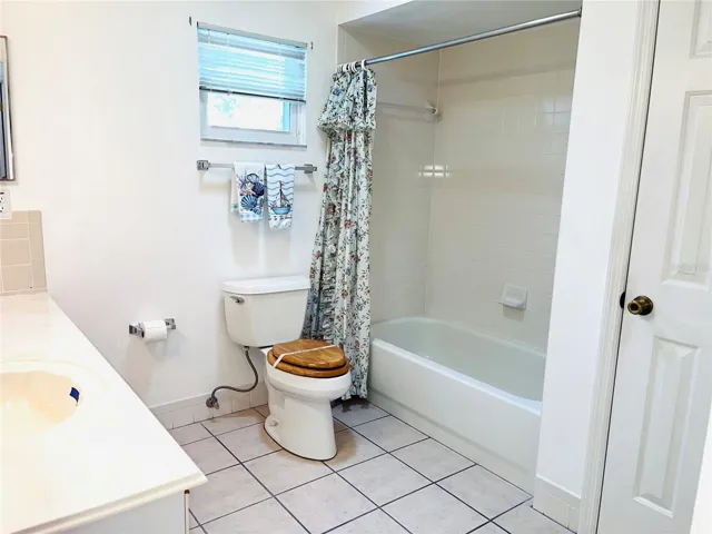 guest bath with large linen closet