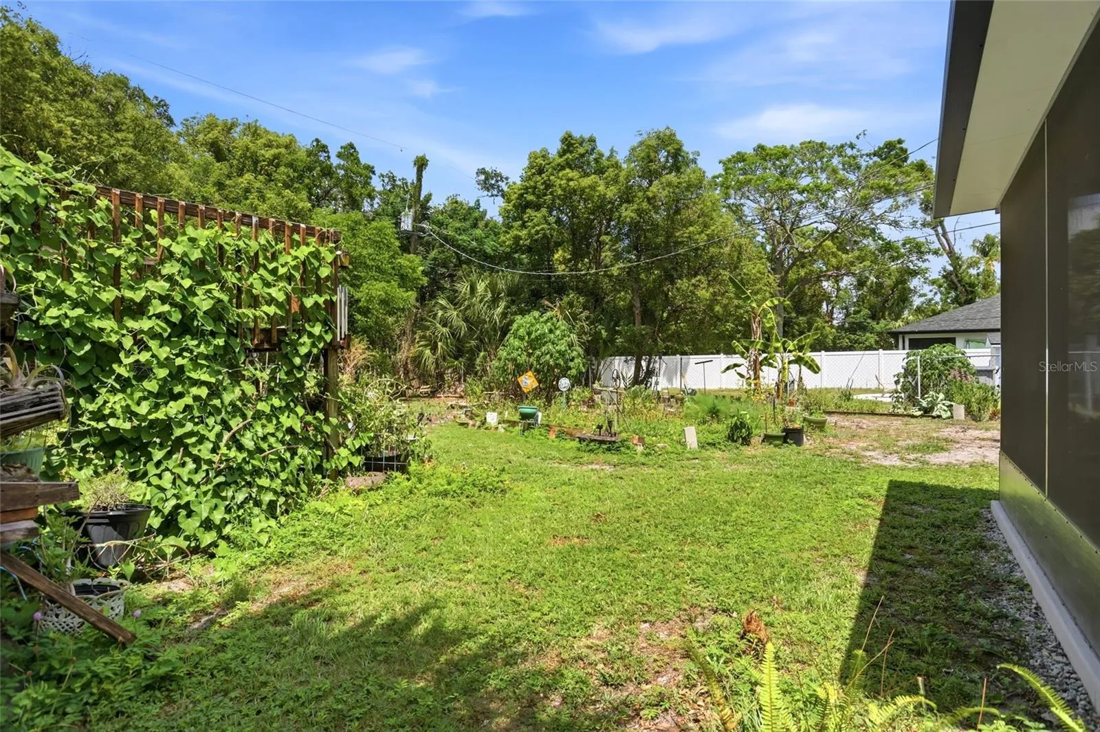 Fenced in backyard