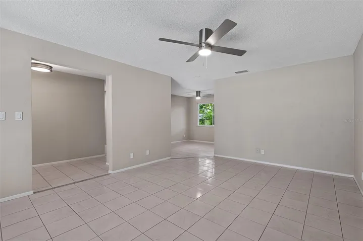 Living room facing dining room