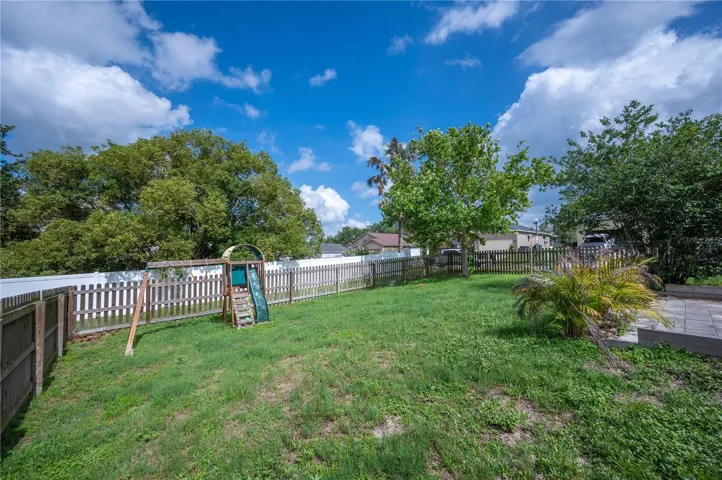 Fenced backyard