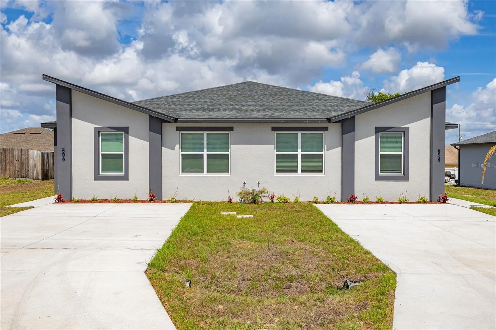 Duplex Front 2 Separate Extended Driveways