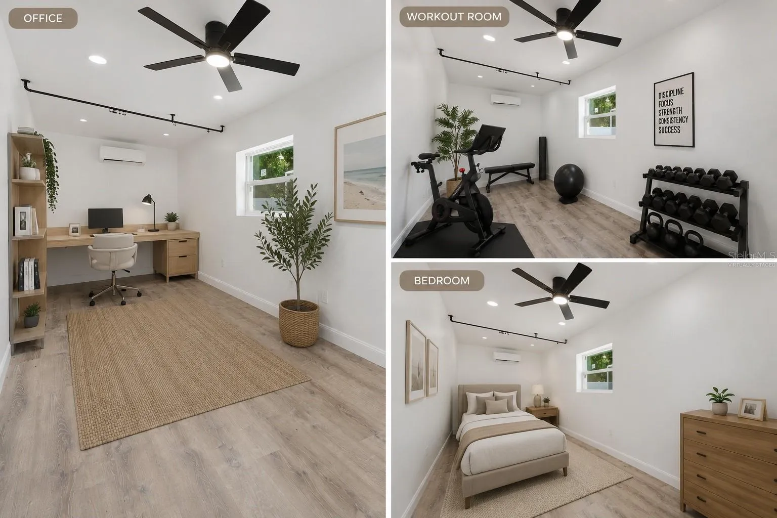 Virtually staged. Flex room (3rd  bedroom) off the garage area