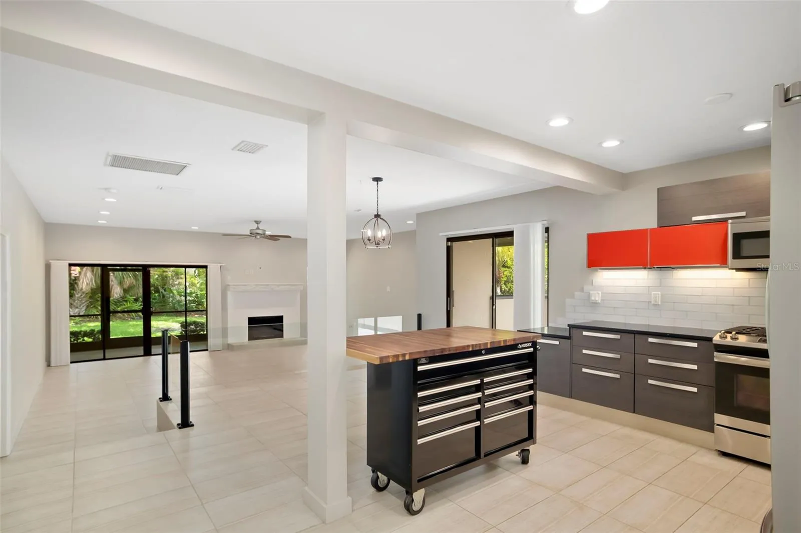 Kitchen viewing Dining &amp; Living Room