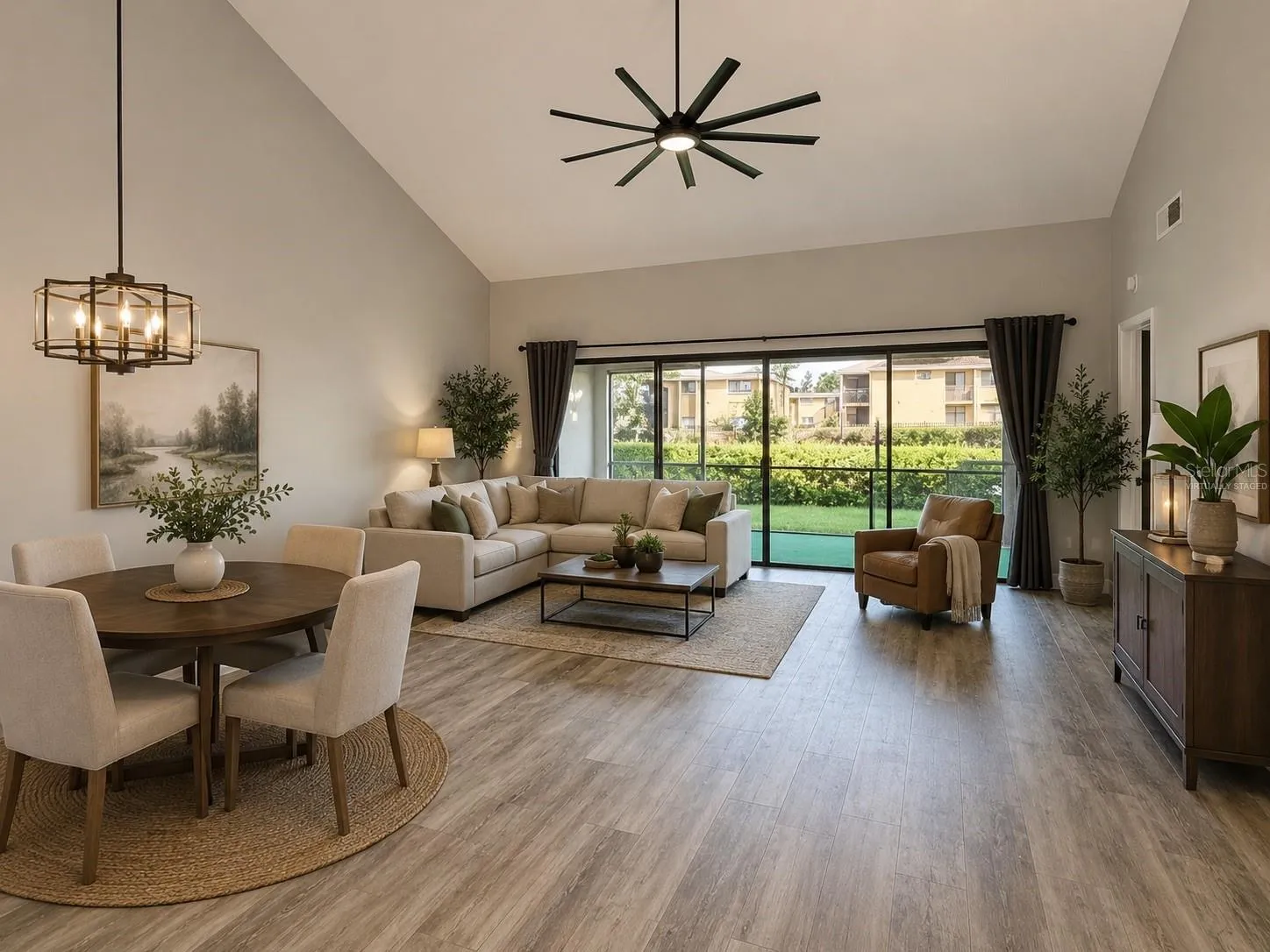 Virtually Staged Living Room/Dining Room Combo