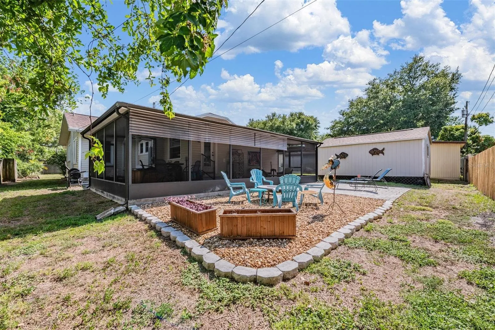 Back yard with fire pit