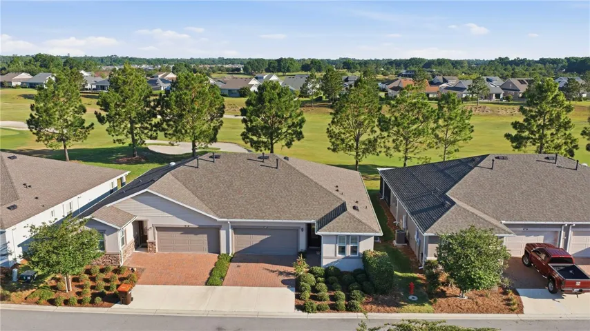 Aerial view overlooking the golf course.