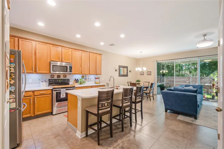 Kitchen, Living and Dining Spaces