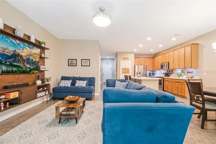 Kitchen, Living and Dining Spaces