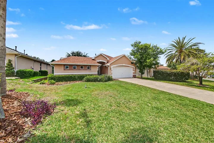 Mature landscaping, long driveway
