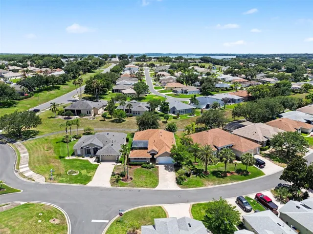 Aerial view of home and community.