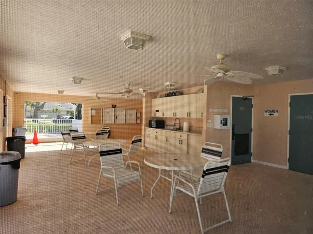 Under cover seating, bathrooms