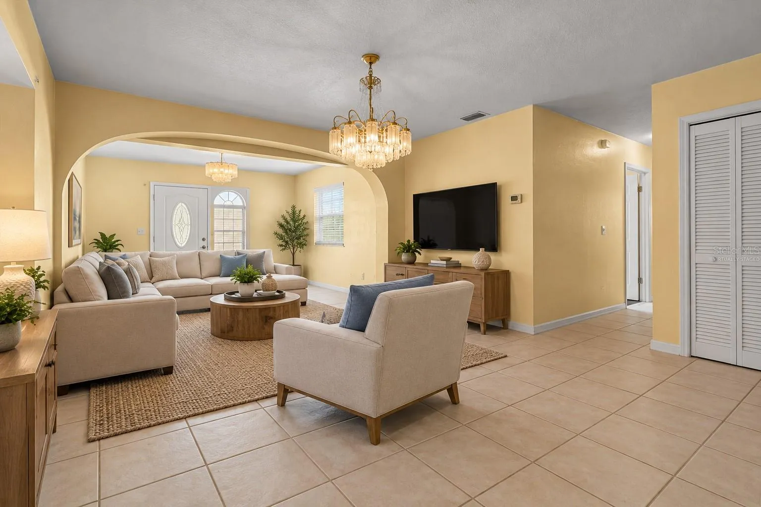 Virtually staged living room