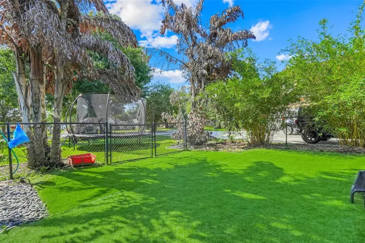Pet area with artificial turf