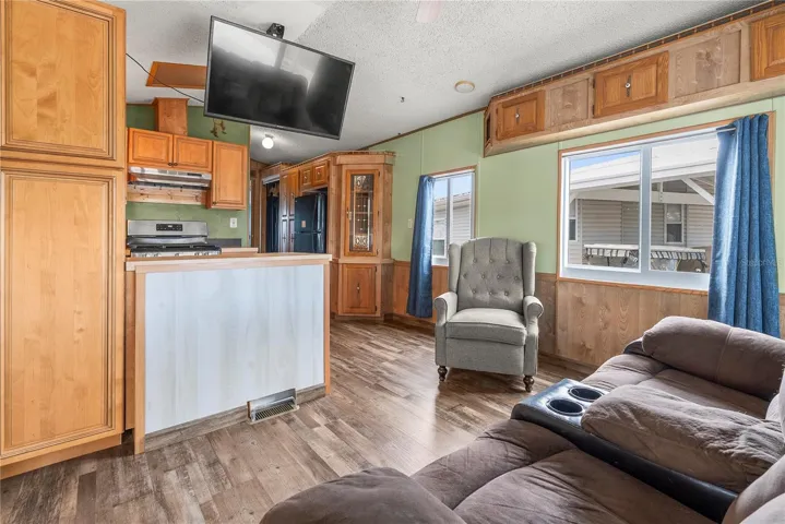 Family room opens to kitchen and dining room