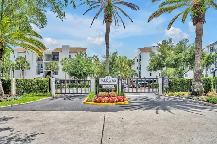 The gated entrance of Park West provides elegant security.