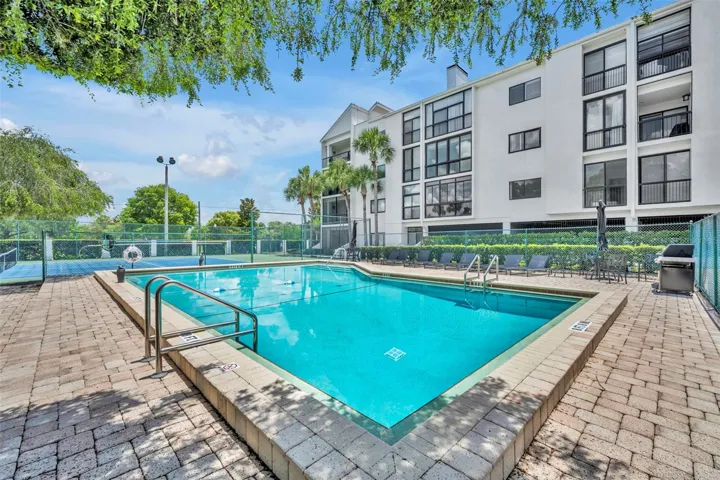 Just steps from the condo is Park West's beautiful pool.