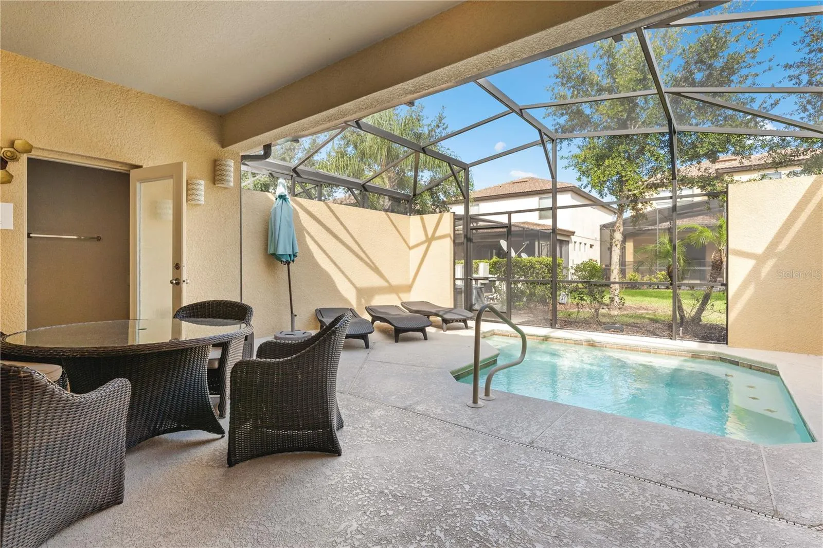 Pool area with half bath