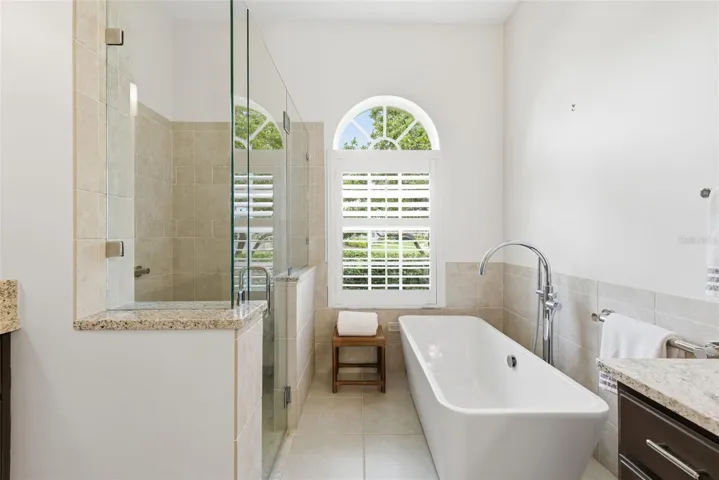 Primary bathroom soaking tub