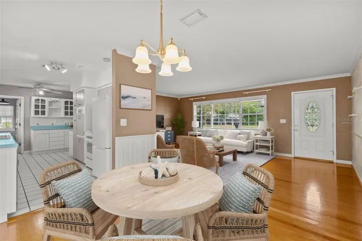 Dining room to Living and Kitchen Virtually Staged