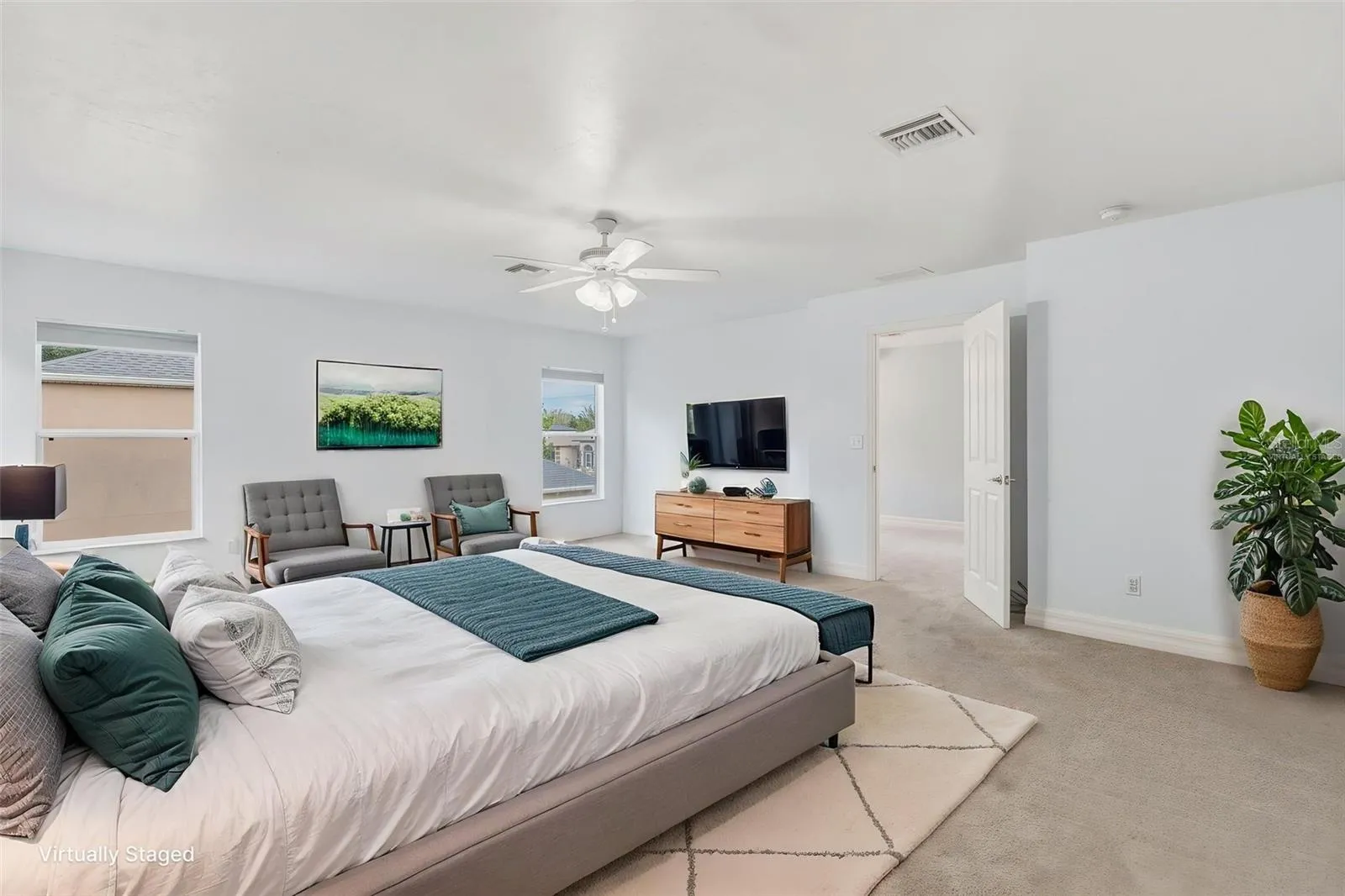 Upstairs Primary Bedroom - Virtually Staged