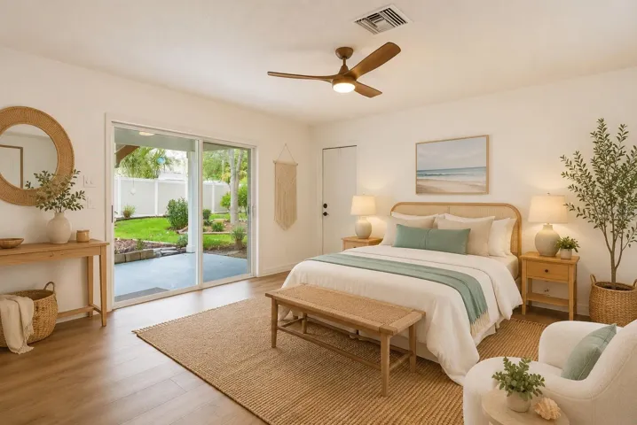 Virtually staged as bedroom.