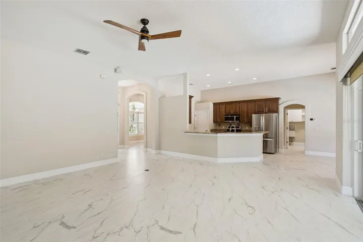 VIEW OF KITCHEN FROM FAMILY ROOM