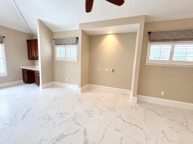 The floors are new! They bring the clean sleek look all the way through.  Fresh paint completes the look.