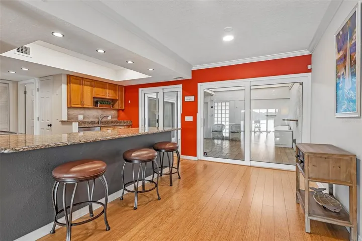 A cozy breakfast nook provides the perfect spot for morning coffee.