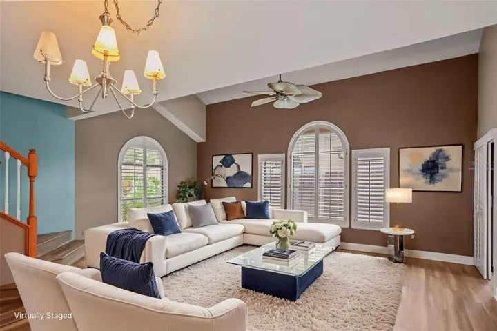 Living room virtually staged