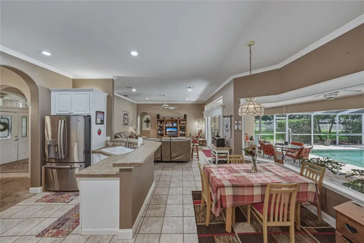 The central core of this home has ceramic tile flooring.
