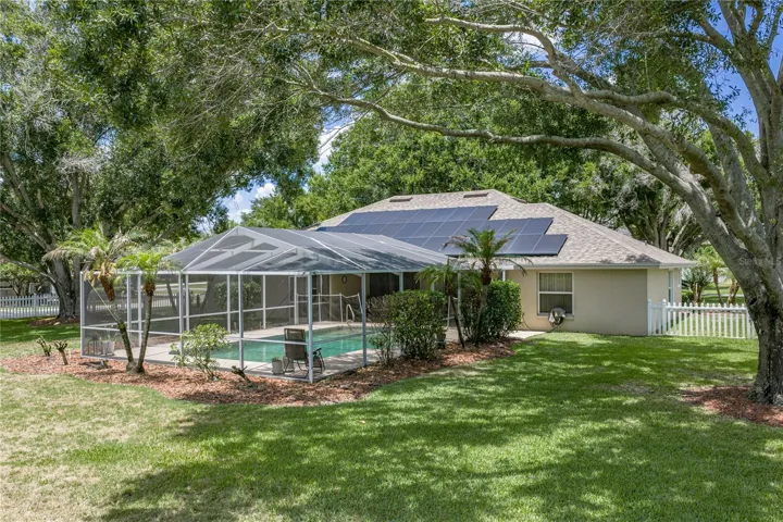 The large oak in the backyard provides shade.