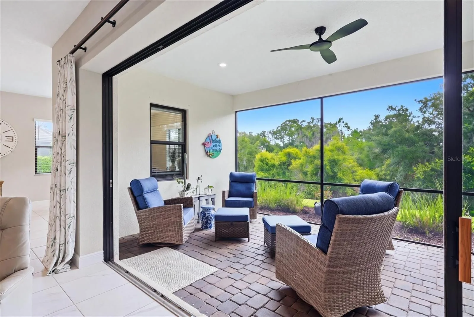 Pocket sliders leading to private lanai