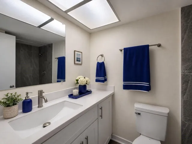 Virtually staged guest bathroom
